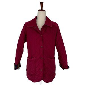 Jack Murphy Jacket Size 10‎ Women's Red Quilted Snap Front Coat Preppy English